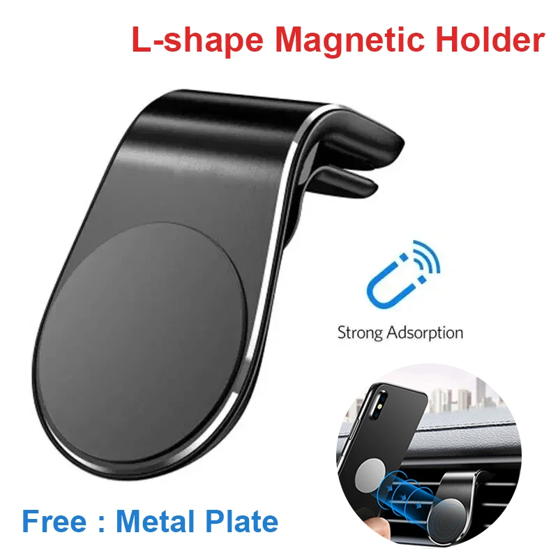 Magnetic Car Phone Holder Air Vent Magnet Mount GPS Smartphone Phone Holder in Car for iPhone Xiaomi Samsung L-Type Universal