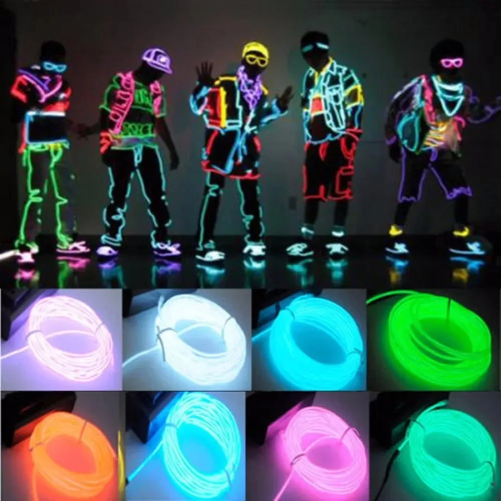 Glow EL Draht Kabel LED Neon Weihnachten Dance Party DIY Kostüme Kleidung Leuchtende Auto Licht Dekoration Kleidung Ball Rave 1m/3m/5m Image