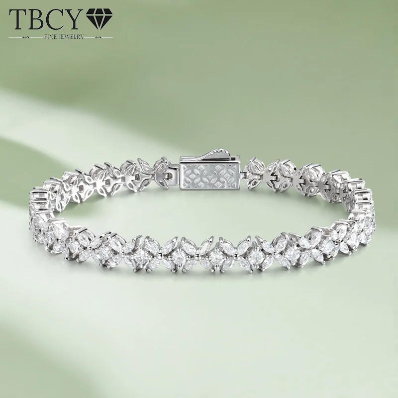 Tbcyd 1.5*3mm d Farbe Marquise geschnitten Moissan ite Armband für Frauen Sterling silber plattiert Weißgold Jubiläums schmuck Image