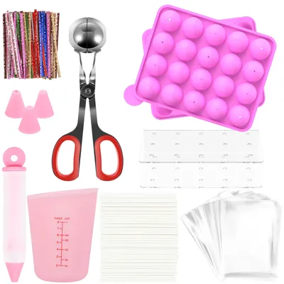 605 Stück Cake Pop Kit 20 Kavität Silikon Lutscher Formen Lebensmittel qualität Kuchen Pop Form Set mit Lutscher Sticks 250ml Messbecher 4