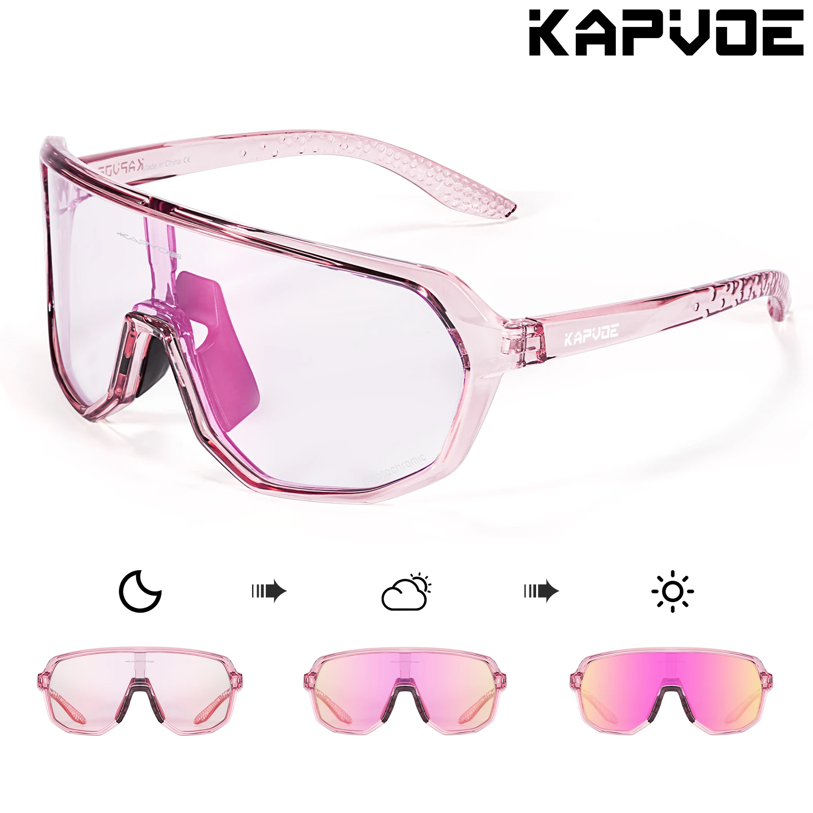 Kapvoe rosa photo chrome Radsport Sonnenbrille Frauen Luxus für Mann Brille fahren Angeln Mode Reise Golf Frauen Fahrrad Brillen Image
