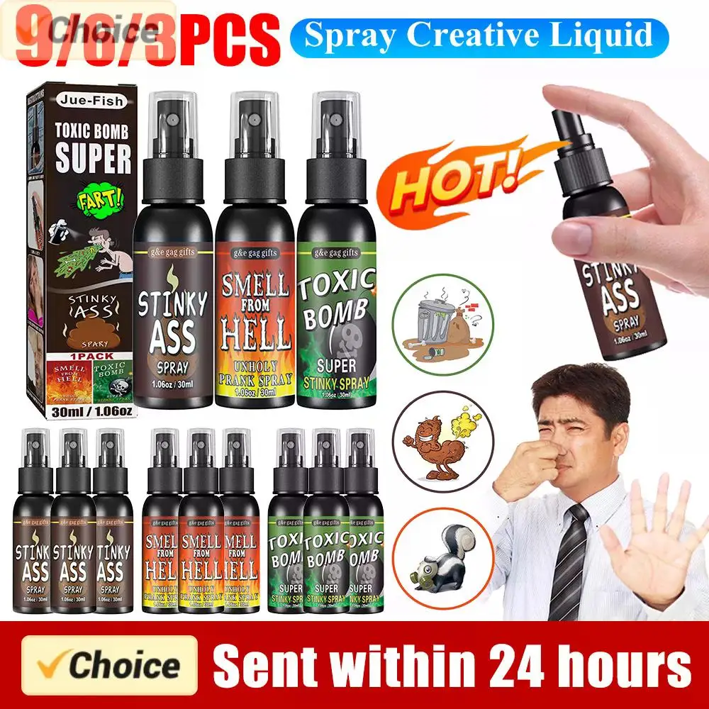 30 ml Poop Spray Kreative Flüssigkeit Furz Gag Streich Witz Spray Lustige Halloween Spielzeug Stink Bombe Extra Starke Stinkende stinkende Gas Spray Image