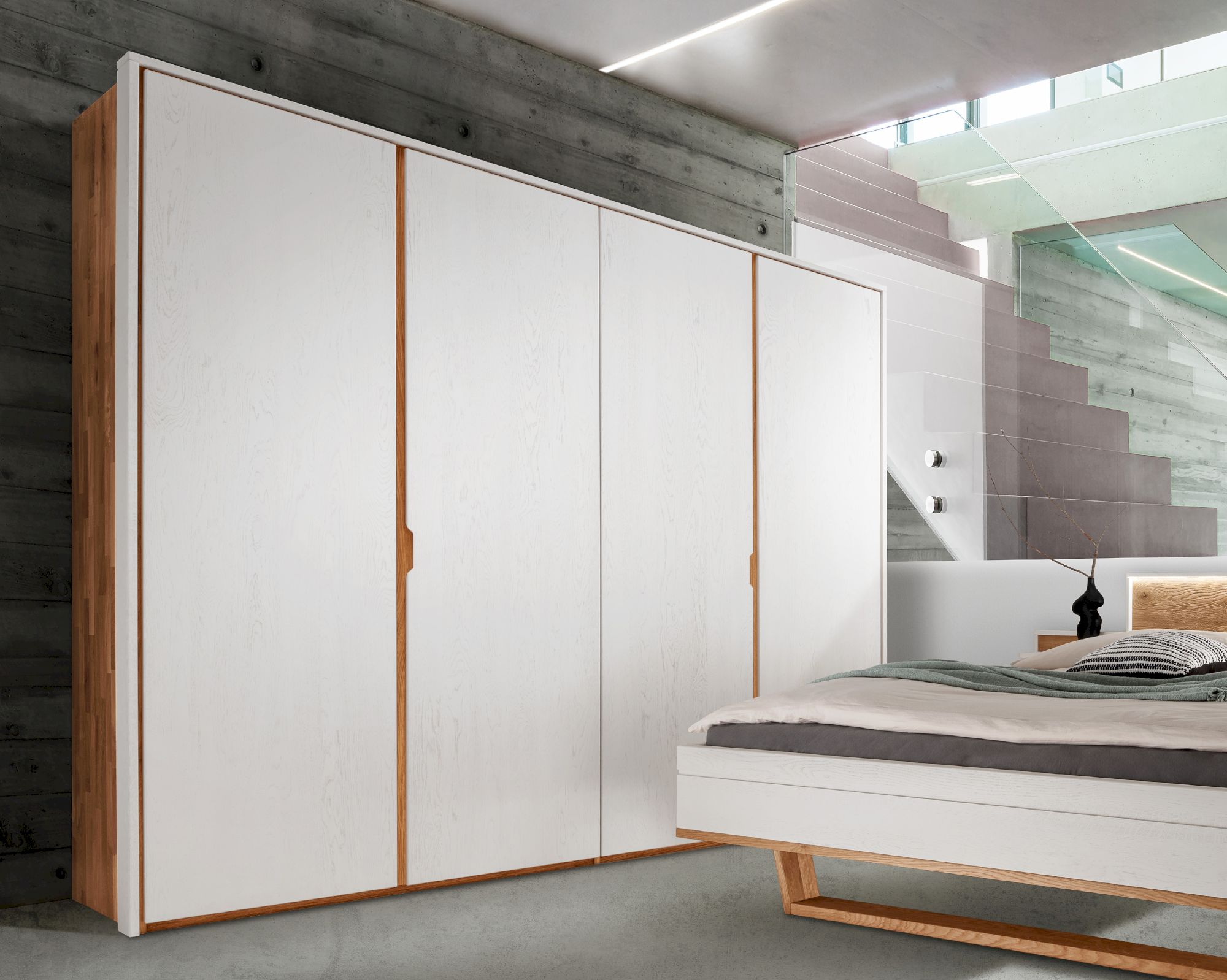 Forestales »Alabama« Wildeiche Kleiderschrank Weiß 6-türig