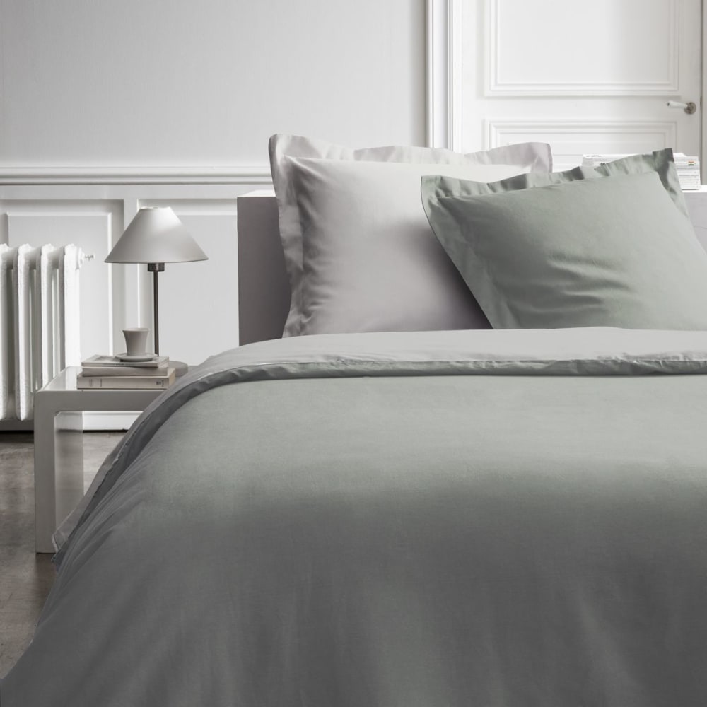 Parure de lit 2 personnes bicolore coton 260x240cm Beige