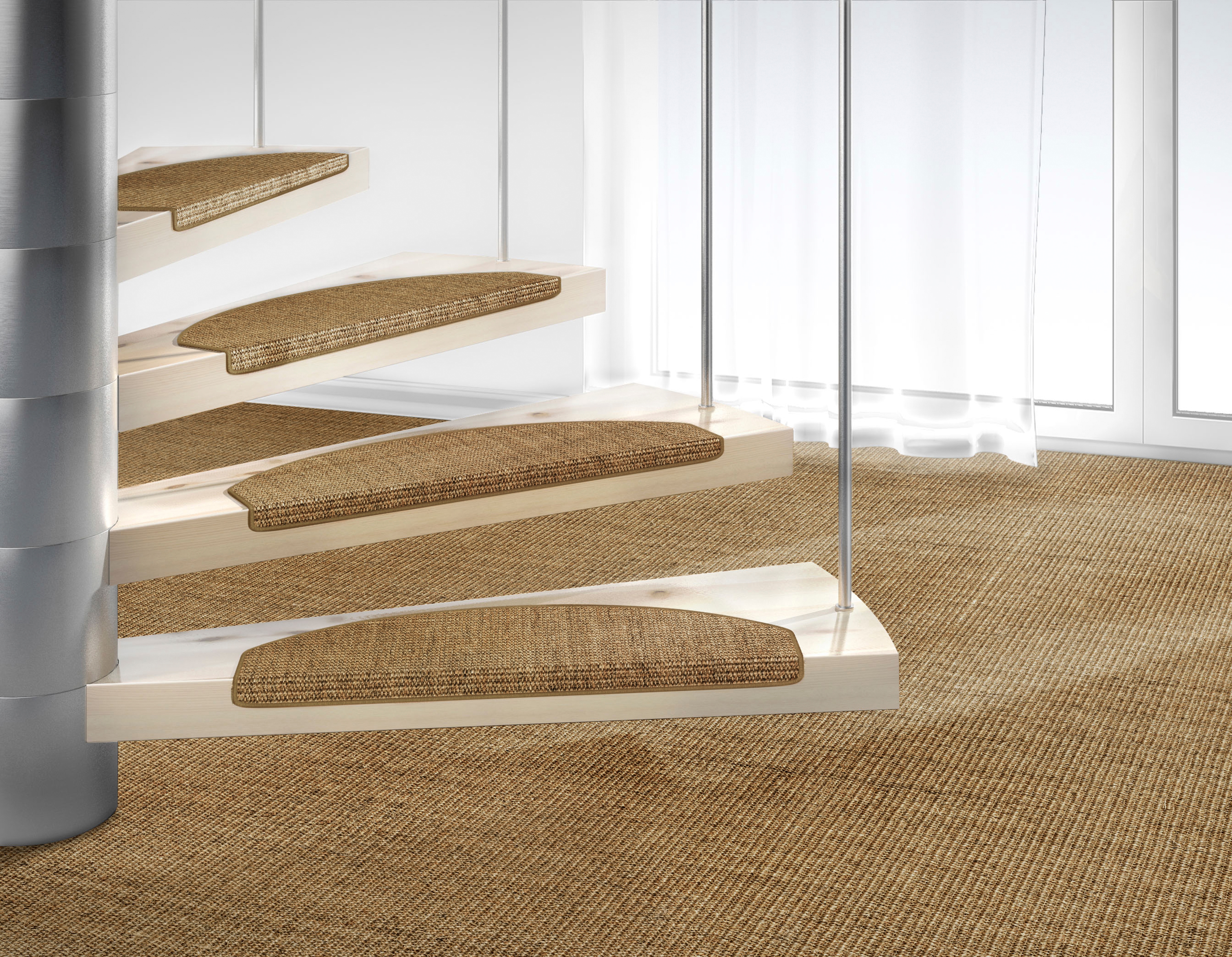 Stufenmatte DEKOWE "Mara S2", braun (haselnuss), B:25cm H:5mm L:65cm, Sisal, Teppiche, 100% Sisal, große Farbauswahl, selbstklebend, auch als Set 15 Stück Image