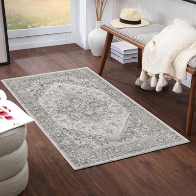 Teppich LIVABLISS "MENDOZA", grau, B:80cm H:8mm L:150cm, Kunstfaser, Teppiche, Vintage Orientteppich, Kurzflor Boho Wohnzimmerteppich, Läufer Image