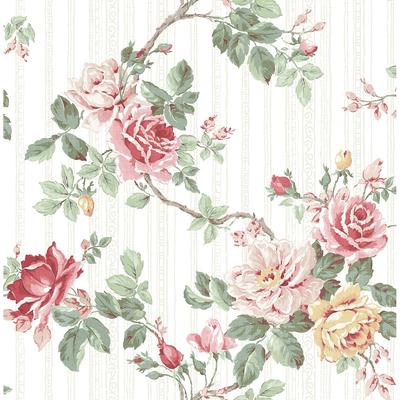 Seabrook Designs Nisha Rose Trail Unpasted Wallpaper