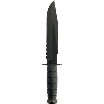 KA-BAR Fighter Partially Serrated Edge Knife w/ Sheath - Black - One Size Fits Most