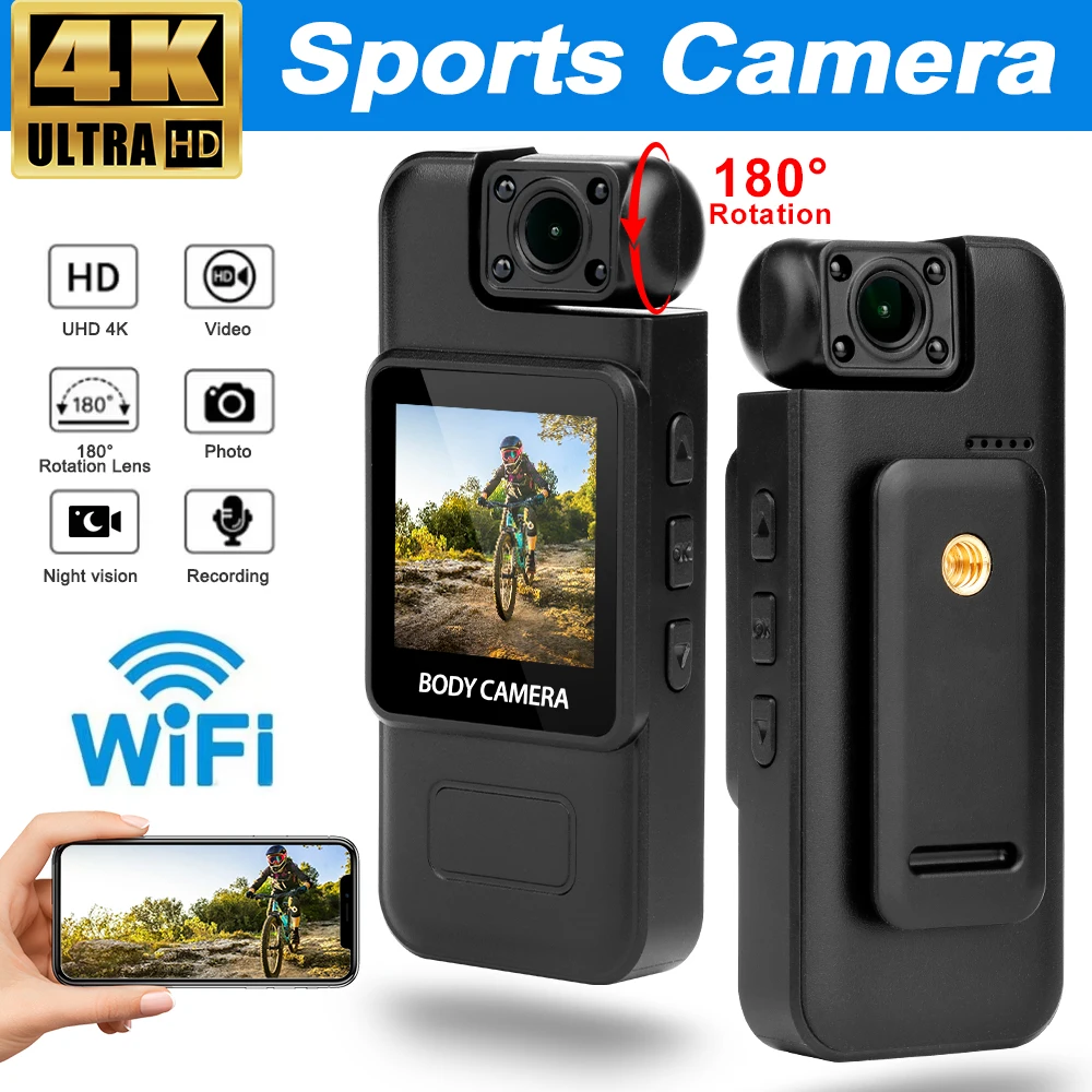 Ultra HD 4K WiFi Mini telecamera Videoregistratore digitale portatile Polizia Body Cam Visione notturna a infrarossi Sport DV DVR Piccola videocamera