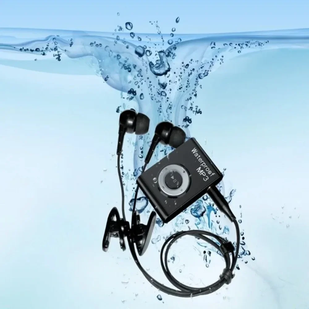 IPX8 Sport Impermeabile Lettore musicale MP3 Immersioni Surf Nuoto Impermeabile MP3 Mini Clip Lettore MP3 Radio FM Cuffie impermeabili