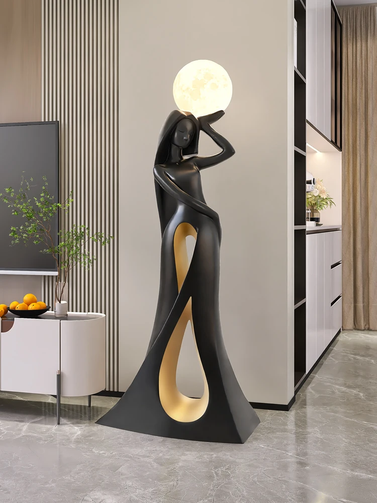 Decorazioni per la casa Statua da donna Soggiorno Divano da pavimento grande Mobile TV Interni moderni Decorazione morbida Luce Regalo di inaugurazione della casa di lusso