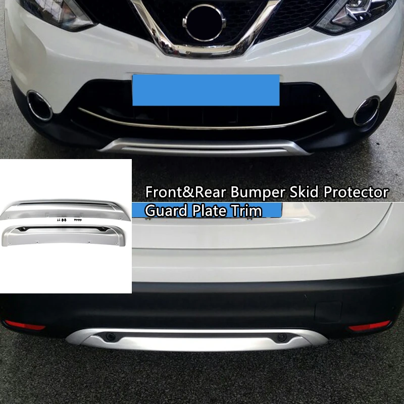 Per Nissan Qashqai J11 2014 2015 2016 ABS paraurti anteriore e posteriore protezione paramotore piastra di protezione Trim 2 pezzi (parte posteriore con fori Radar)