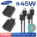 Caricabatterie Samsung 45W 25W USB Tipo C Carica super veloce EU US Galaxy S25 S24 S23 A55 A52 A54 Z Flip Fold 5 4 PD Adattatore di alimentazione da parete
