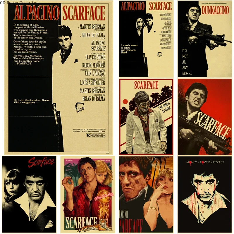 Affiche rétro de film classique Scarface, affiches en papier Kraft, bricolage, Vintage, maison, salle, Bar, café, décor de cinéma, peinture murale d