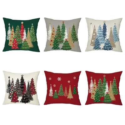 Weihnachten werfen Kissen bezug grüne Kiefer Schneeflocke Stern werfen Kissen Dekoration nach Hause Image