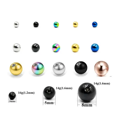 10 teile/los 12G 14G Titan Schraube Bälle Zubehör Körper Schmuck Ringe Lip Nippel Pircings