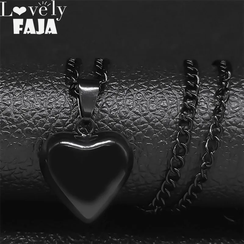 Colliers en acier inoxydable avec pendentif cœur et étoile gothique pour femmes, couleur noire, bijoux de la Saint-Valentin, accessoires féminins