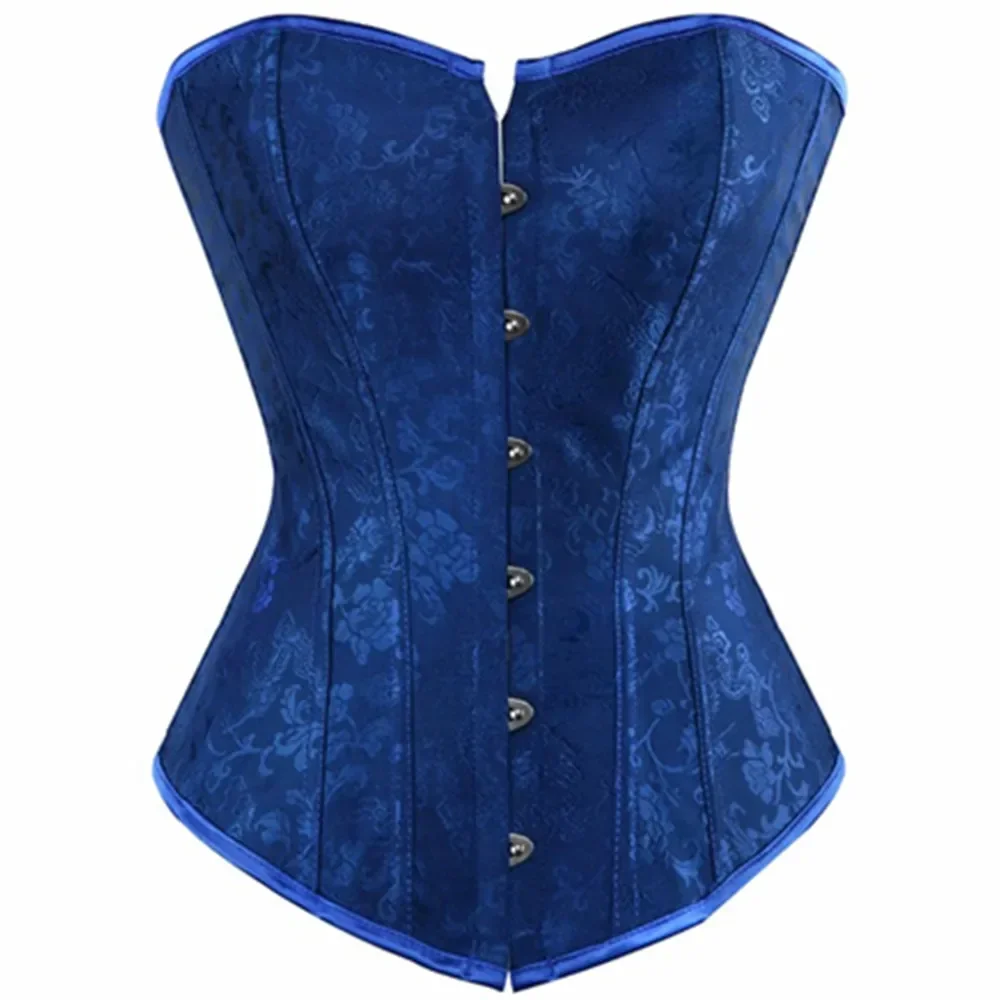 Frauen Korsetts Schnürung Über brust Bustiers Top Korsett sexy Blumen Dessous Vintage Gothic Mode schwarz rot blau Image