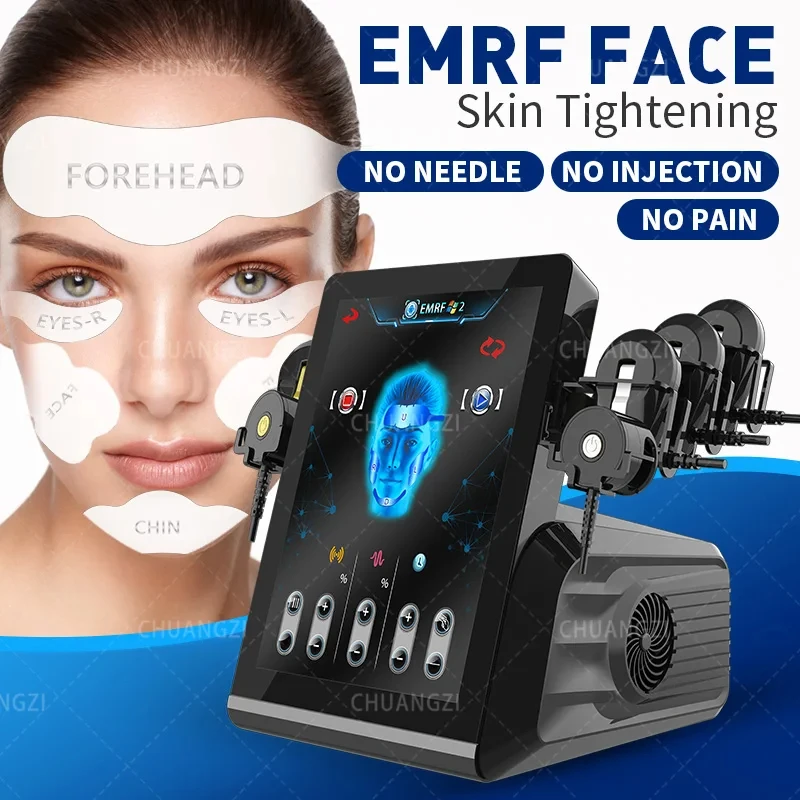 Ems RF Gesichts-Elektrostimulations-Facelifting-Maschine, 6 Griffe, Sculpt-Gesichtspads, Massagegerät, Anti-Aging-Faltenentfernung Image