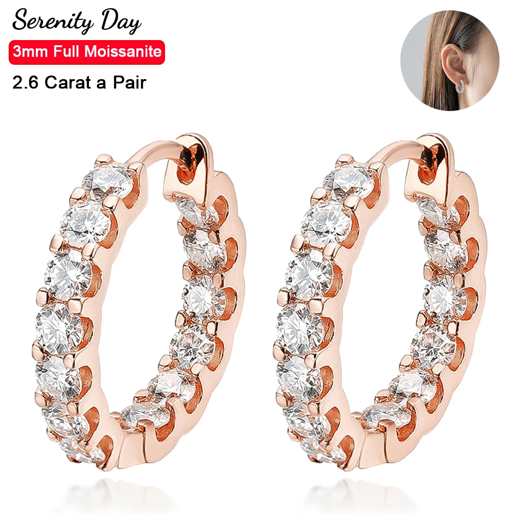 Serenity 2,6 ct Rose Gold Moissanit Ohrringe Frauen Hochzeit Geschenk S925 Sterling Silber Labor Diamant Creolen Schmuck Großhandel