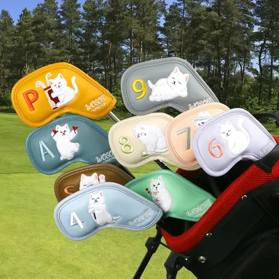 9PC/1Set Tragbare PU Golf Club Eisen Head Covers Schutz Golfplätze Kopf Abdeckung Set Golf Zubehör