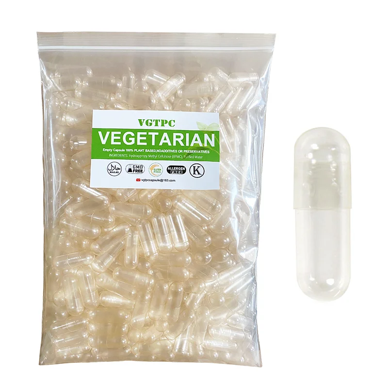 1000 Stück vegetarische leere Pillenkapseln, Größe 00 0, hohl, getrennt, verbundenes veganes veganes, koscheres Halal, zertifizierte HPMC-Kapseln Image