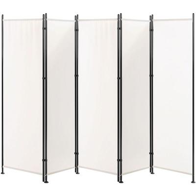 Beliani - Paravent Weiß 267 x 170 cm 5-teiliges aus Polyester und Stahl Freistehend Wohnzimmer