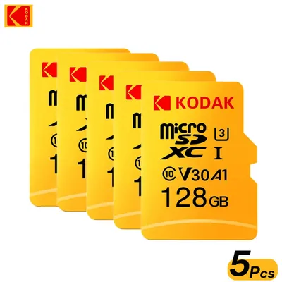 5Pcs KODAK Micro SD 64GB 32GB Flash TF SD Card Class10 U3 V30 4K Memory Card 128GB 256GB For Phone