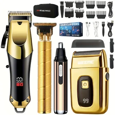 Electric Hair Clipper Unique Shaped Moving Blade Hair Trimmer LCD Display USB Rechargeable For Salon