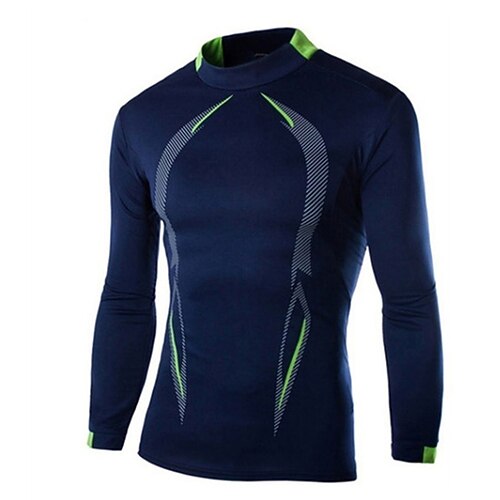 Homme T-shirt de compression T-shirt athlétique T-shirt de Gym T-shirt de Fitness T-shirt de compression rembourré manche longue T-shirt Occasionnel Athleisure Bloc de Couleur Séchage Rapide Doux