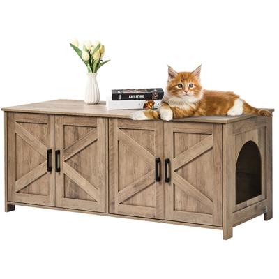 Katzentoilettengehäuse für 2 Katzen, Katzentoilettenmöbel versteckt mit Doppelzimmern, Image