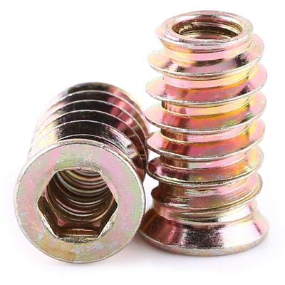 M6 x 20 mm Gewindeeinsatz, Holzeinsatz, Einschraubmuttern, Sechskantmutter mit Gewinde aus Image