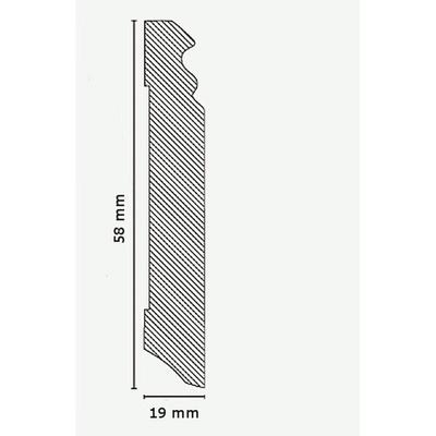 Sockelleiste mdf foliert 19 x 58 x 2500 mm Weiß Leiste Berliner Profil Fußleiste - Proviston