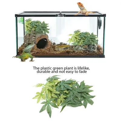 Artificial Plant Fish Decorations Green Artificial Plant Fake Leaves Aquarium Fish Reptile