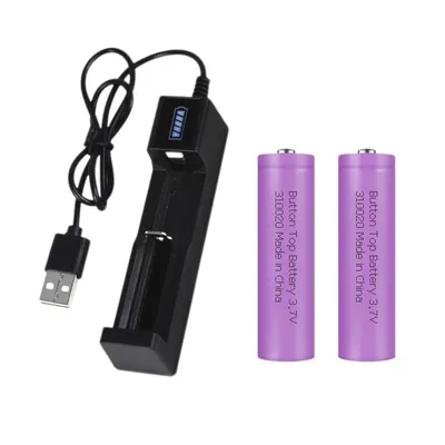 Single Slot Battery Charger USB Rechargable for Compatible Battery 10440 14500 16340 16650 14650