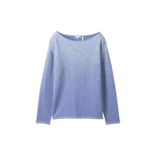 TOM TAILOR Damen Strickpullover mit Farbverlauf, blau, Farbverlauf / Dip-Dye, Gr. L