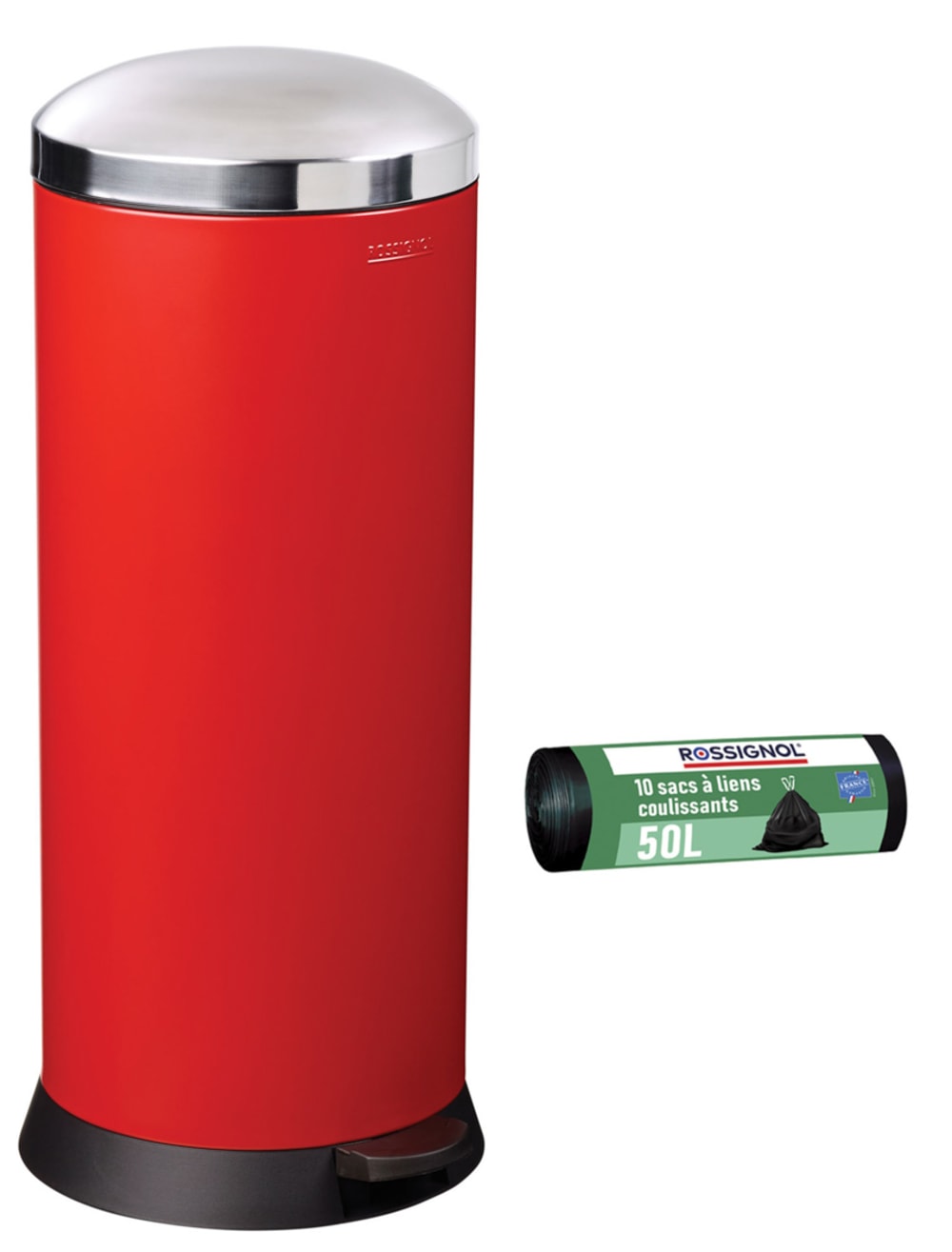 Poubelle de cuisine à pédale 30L et 10 sacs poubelle 50L