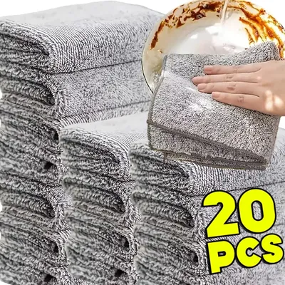 1/20pcs Microfiber Kitchen Towel Set Bamboo Fier Towels for Kitchen Napkin Extra Soft Dish Cloth