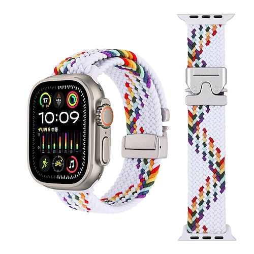 Sportarmband Kompatibel mit Apple Watch Armband 38mm 40mm 41mm 42mm 44mm 45mm 49mm Geflochten Verstellbar Stoff Ersatzarmband für iwatch Ultra 2 Series 9 8 7 SE 6 5 4 3 2 1 Image