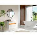 Mobile per il bagno sospeso a LED con lavabo da appoggio Bianco e Naturale scuro L80 cm POZEGA