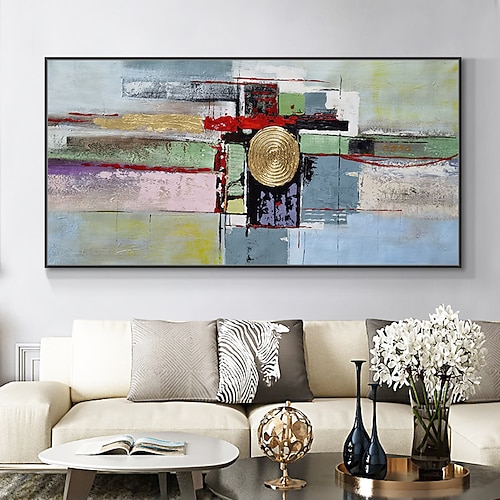 Mintura handgefertigte abstrakte Ölgemälde auf Leinwand, Wandkunst, Dekoration, modernes Bild für die Inneneinrichtung, gerolltes, rahmenloses, ungedehntes Gemälde Image