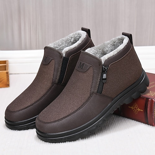 warme Herren Winterstiefeletten mit Fleecefutter und seitlichem Reißverschluss – bequeme, rutschfeste Outdoorschuhe für kaltes Wetter Image