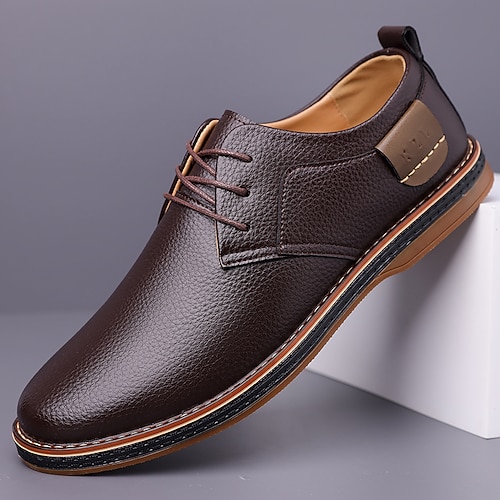 lässige Oxford-Schuhe aus Kunstleder für Herren in Marineblau mit Schnürung, bequem und stilvoll für den Alltag Image