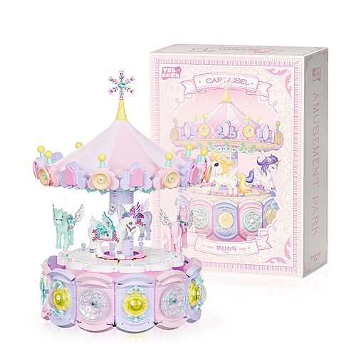 Drehendes Karussell DIY Baustein für Mädchen und Jungen 6 - 12 Jahre alt 1680 Teile STEM Konstruktionsspielzeug Weihnachts- und Valentinstag Geschenke für Erwachsene und Kinder von 8 9 10 11 12 Image