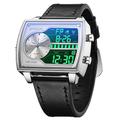 SANDA Herren Digitale Uhr Mode Freizeit Armbanduhr Stoßfest Leuchtende Stoppuhr Wecker Countdown Stahl Leder Uhr