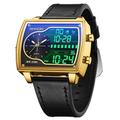 SANDA Herren Digitale Uhr Mode Freizeit Armbanduhr Stoßfest Leuchtende Stoppuhr Wecker Countdown Stahl Leder Uhr