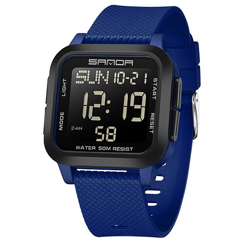 SANDA Herren Digitaluhr Sportmode Freizeit Business Luminous Wecker wasserdichte Dekoration TPU Uhr Image