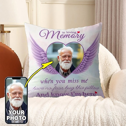 Personalisierter Erinnerungs-Kissenbezug Foto-Kissenbezug Wurfkissen Beileid Geschenk Personalisierte Erinnerungs-Geschenke In liebevollen Erinnerungen Image