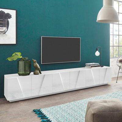 Moderner Wohnzimmer-TV-Schrank mit 6 Türen und 3 Fächern Ping Low xl White