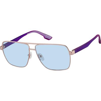 Zenni Men's Aviator Rx Sunglasses Rose Gold Mixed Full Rim Frame
